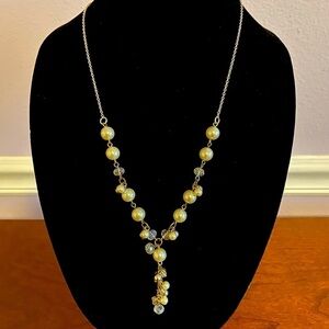 Pearl, Crystal, and Silver Necklace